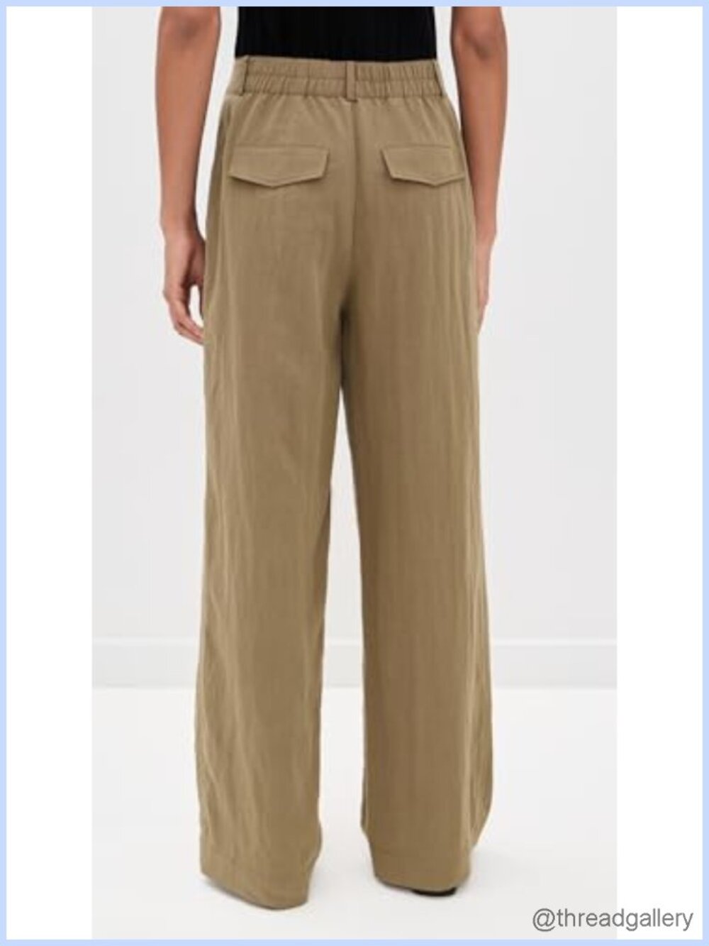 Mid Rise Relaxed Wide Leg Pants Button Closure Fall Solid - Picture 2 of 5